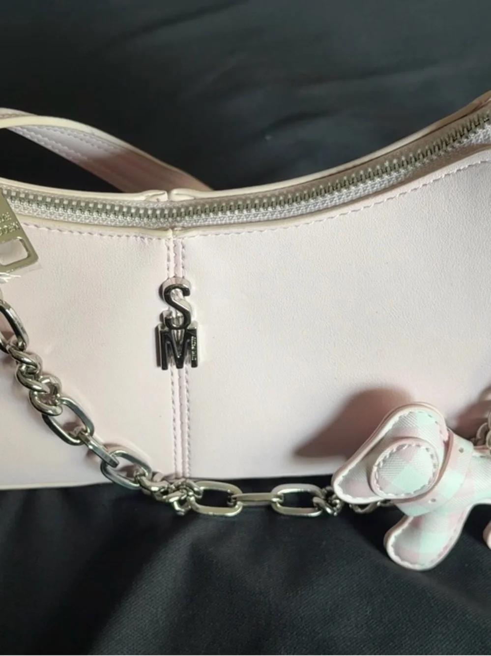 Steve Madden Light Pink Baby Bag with Chain and Charm